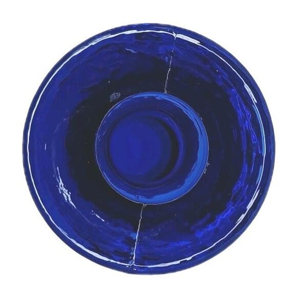 Cobalt Blue Glass Taper Candleholder Candlestick 8" x 3" Art Deco Contemporary - Picture 2 of 8